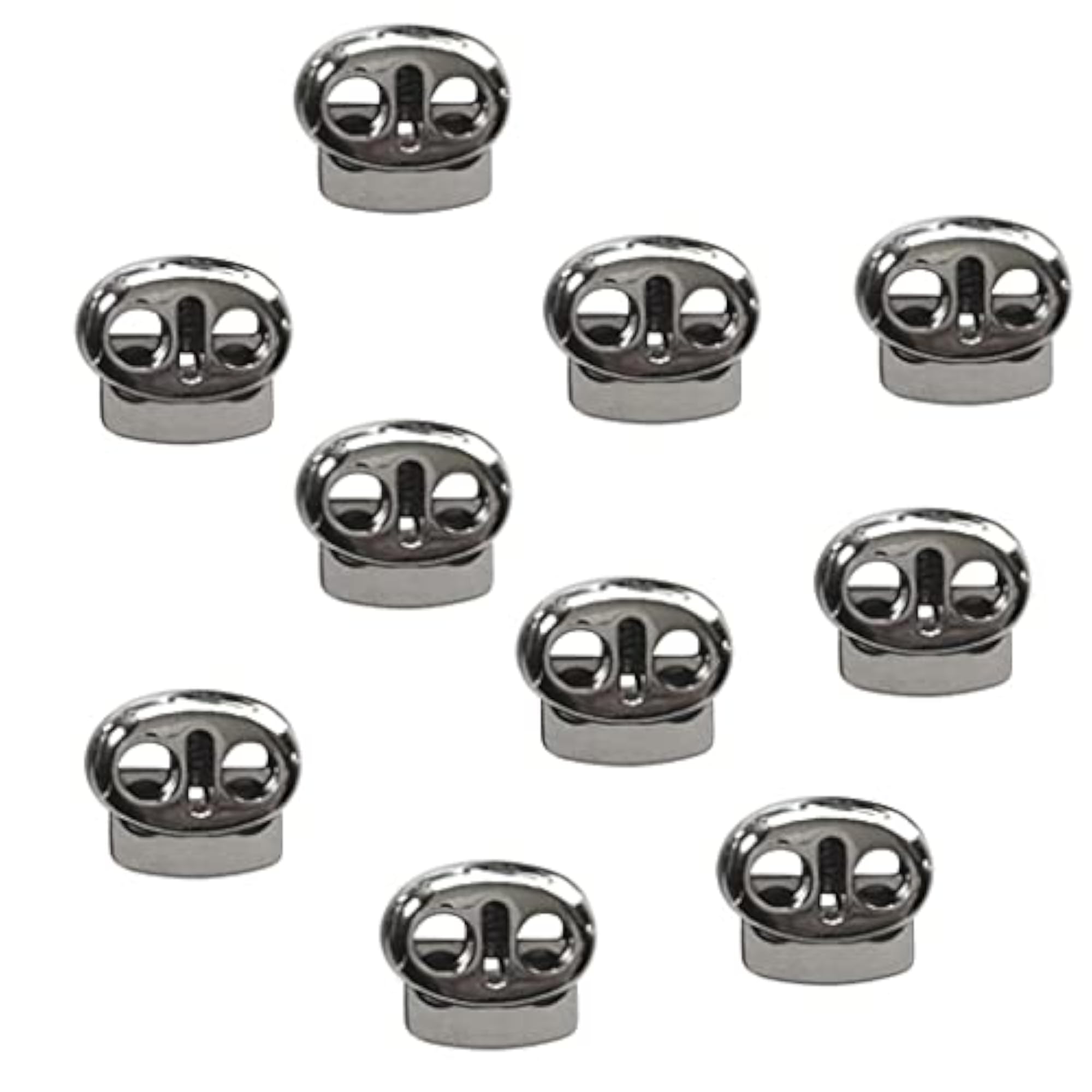 3x10 Pieces Metal Oval Bean String Cord Locks, Toggle Spring Clasp